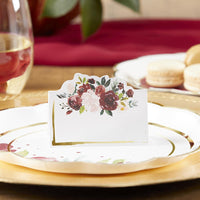 Thumbnail for Burgundy Blush Floral Tent Place Card (Set of 50) - Main Image | My Wedding Favors