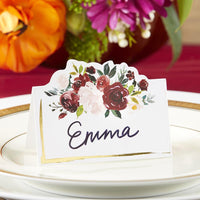 Thumbnail for Burgundy Blush Floral Tent Place Card (Set of 50) - Alternate Image 2 | My Wedding Favors