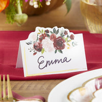 Thumbnail for Burgundy Blush Floral Tent Place Card (Set of 50) - Alternate Image 5 | My Wedding Favors