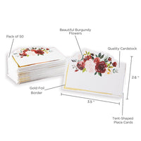 Thumbnail for Burgundy Blush Floral Tent Place Card (Set of 50) - Alternate Image 6 | My Wedding Favors