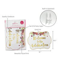 Thumbnail for Burgundy Blush Floral Party Décor Sign Kit (Set of 8) - Alternate Image 3 | My Wedding Favors