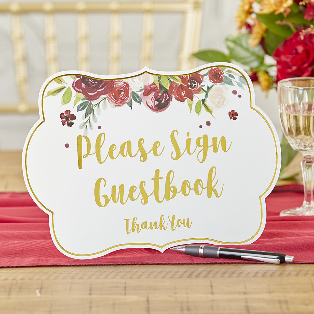 Burgundy Blush Floral Party Décor Sign Kit (Set of 8) - Alternate Image 4 | My Wedding Favors