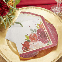 Thumbnail for Burgundy Blush Floral 2 Ply Paper Napkins (Set of 30) - Alternate Image 7 | My Wedding Favors