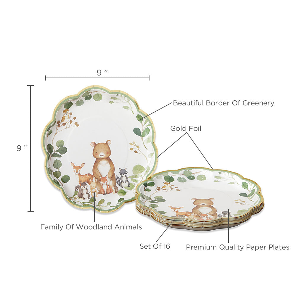 Woodland Baby 9 in. Premium Paper Plates (Set of 16) - Alternate Image 6 | My Wedding Favors