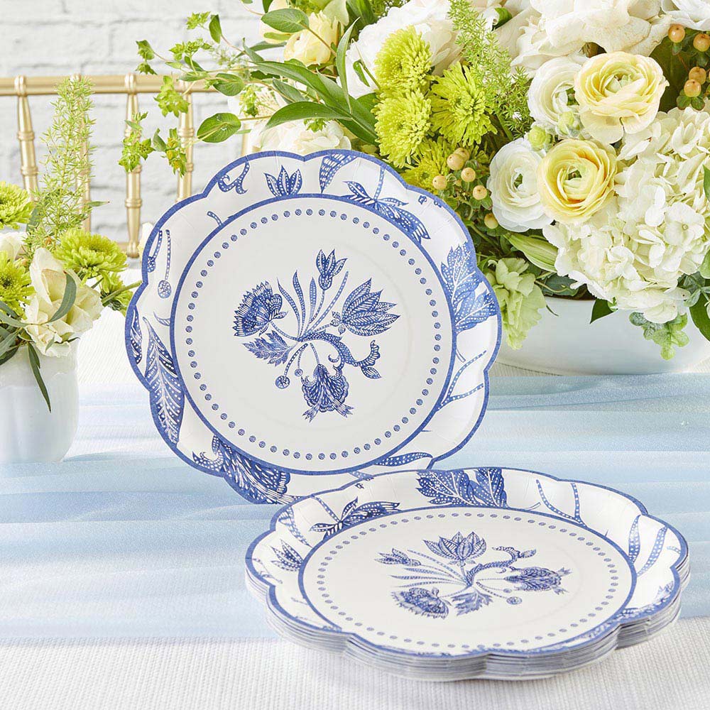 Blue Willow 9 in. Premium Paper Plates (Set of 16) My Wedding Favors MWF