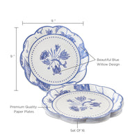 Blue Willow 9 in. Premium Paper Plates (Set of 16) - Alternate Image 5 | My Wedding Favors