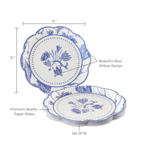 Thumbnail for Blue Willow 9 in. Premium Paper Plates (Set of 16) - Alternate Image 5 | My Wedding Favors