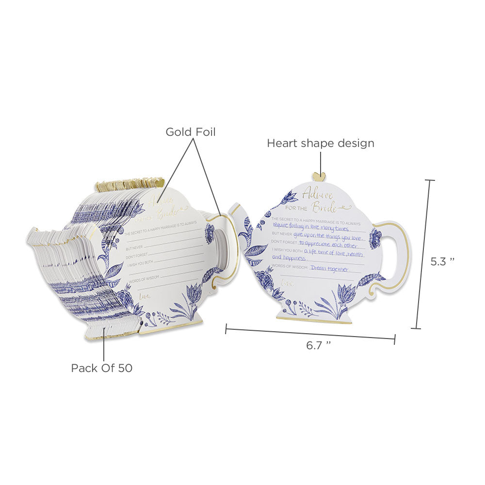 Blue Willow Wedding Advice Cards - Teapot (Set of 50) - Alternate Image 3 | My Wedding Favors