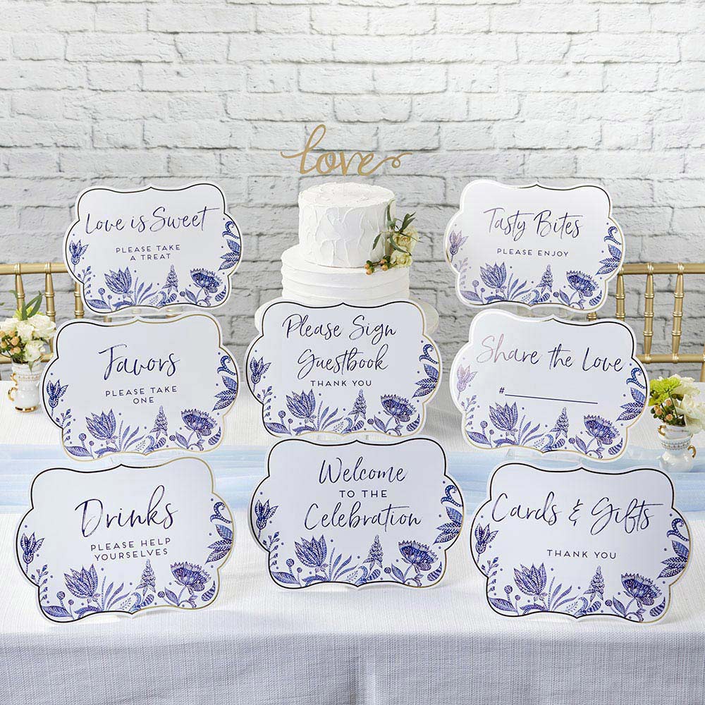 Blue Willow Décor Sign Kit (Set of 8) - Main Image | My Wedding Favors