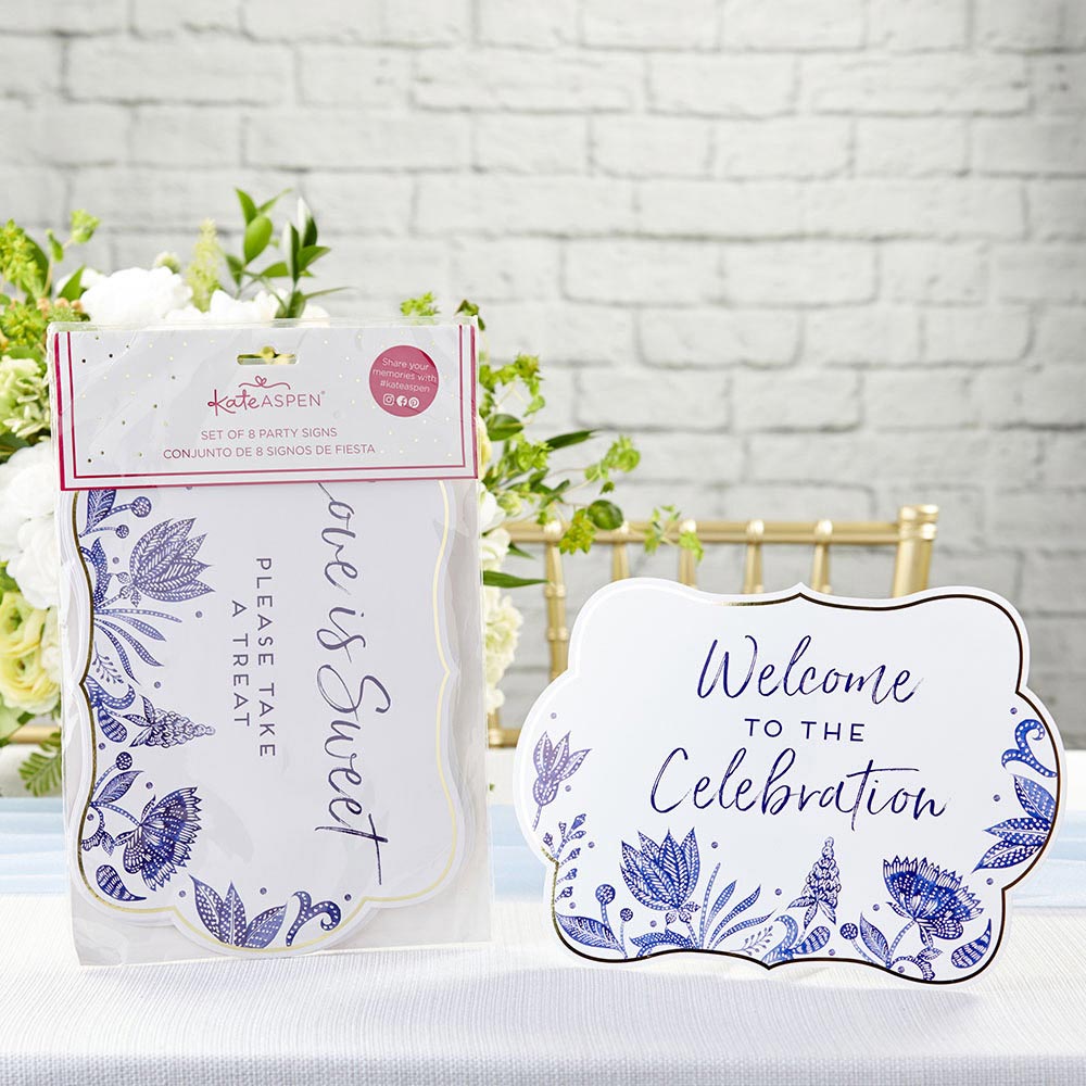 Blue Willow Décor Sign Kit (Set of 8) - Alternate Image 6 | My Wedding Favors
