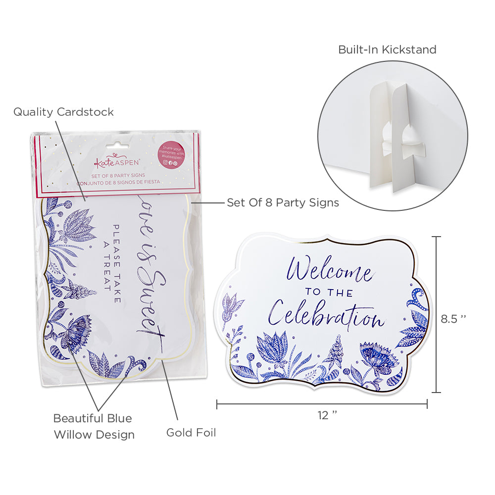 Blue Willow Décor Sign Kit (Set of 8) - Alternate Image 3 | My Wedding Favors