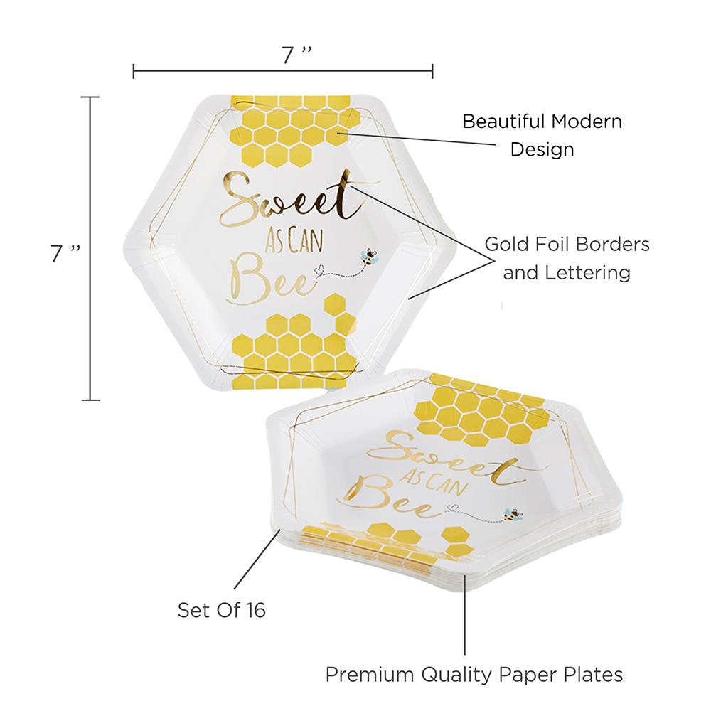 Sweet as Can Bee 7 in. Premium Paper Plates (Set of 16) - Alternate Image 6 | My Wedding Favors