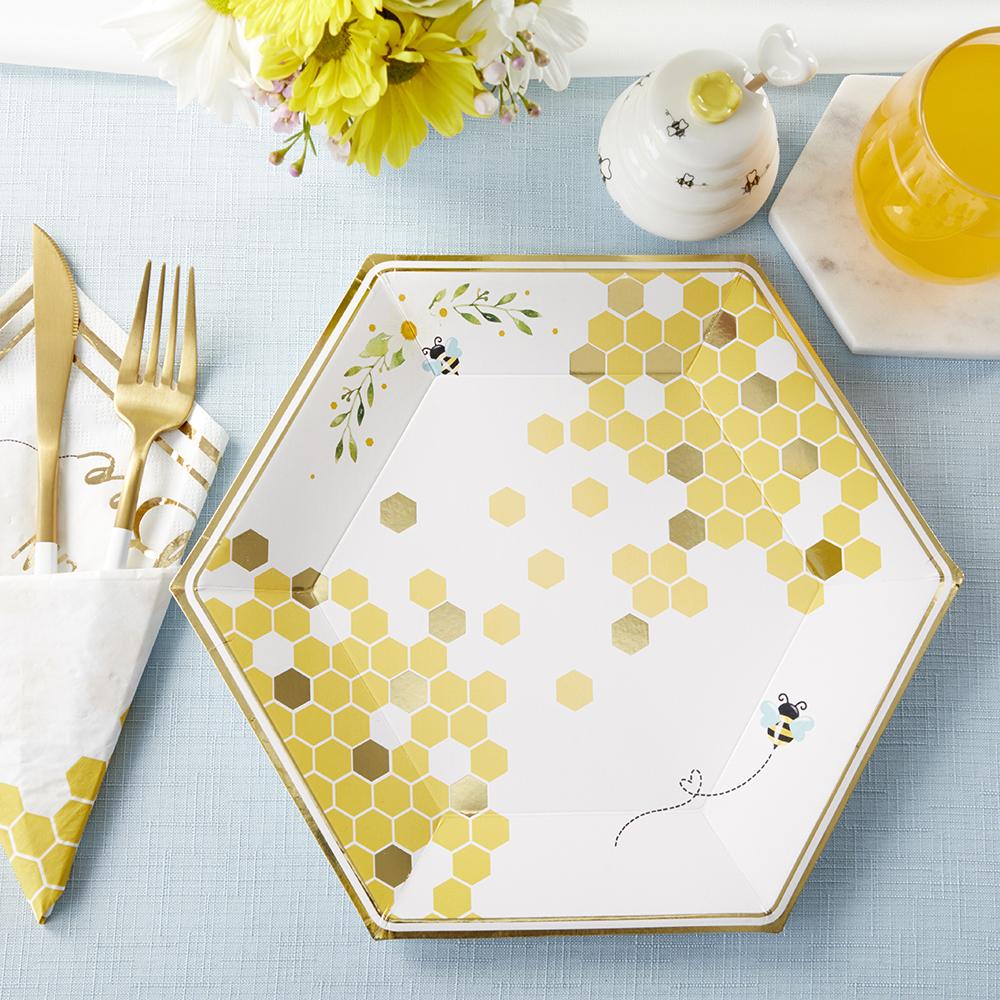 Sweet as Can Bee 9 in. Premium Paper Plates (Set of 16) - Main Image | My Wedding Favors