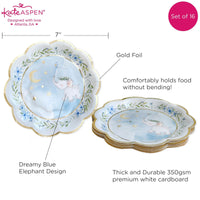 Thumbnail for Blue Elephant Baby Shower 7 in. Premium Paper Plates (Set of 16) - Alternate Image 6 | My Wedding Favors
