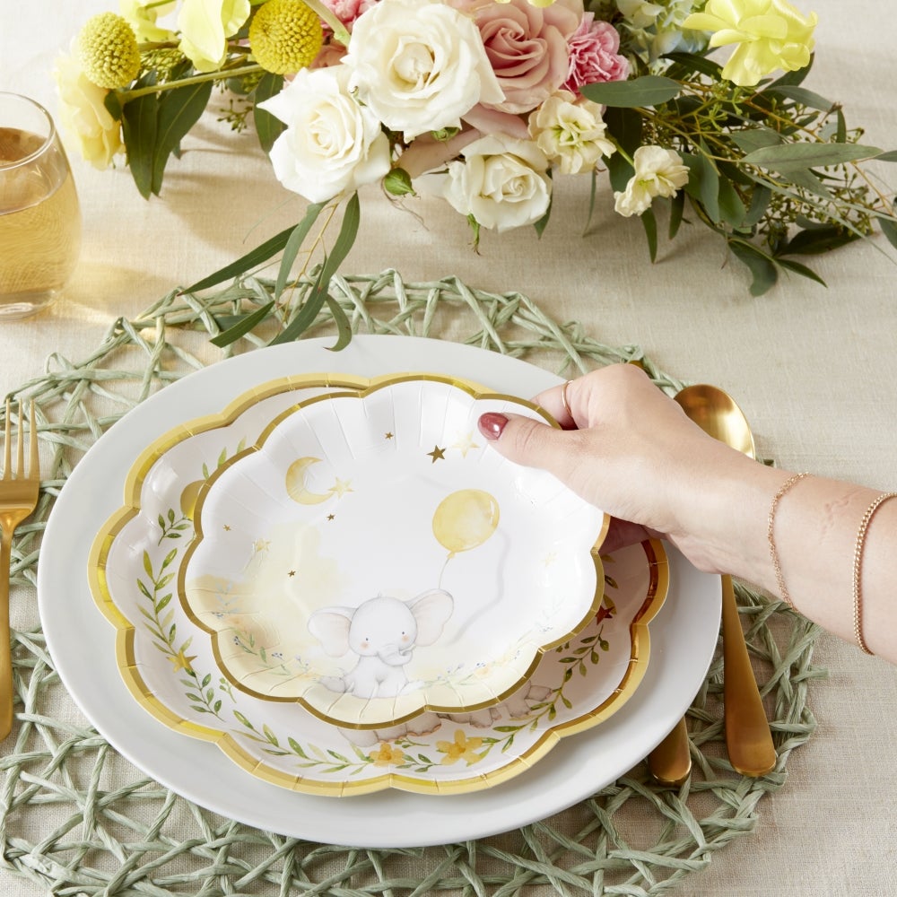 Yellow Elephant Baby Shower 7 in. Premium Paper Plates (Set of 16) - Alternate Image 3 | My Wedding Favors