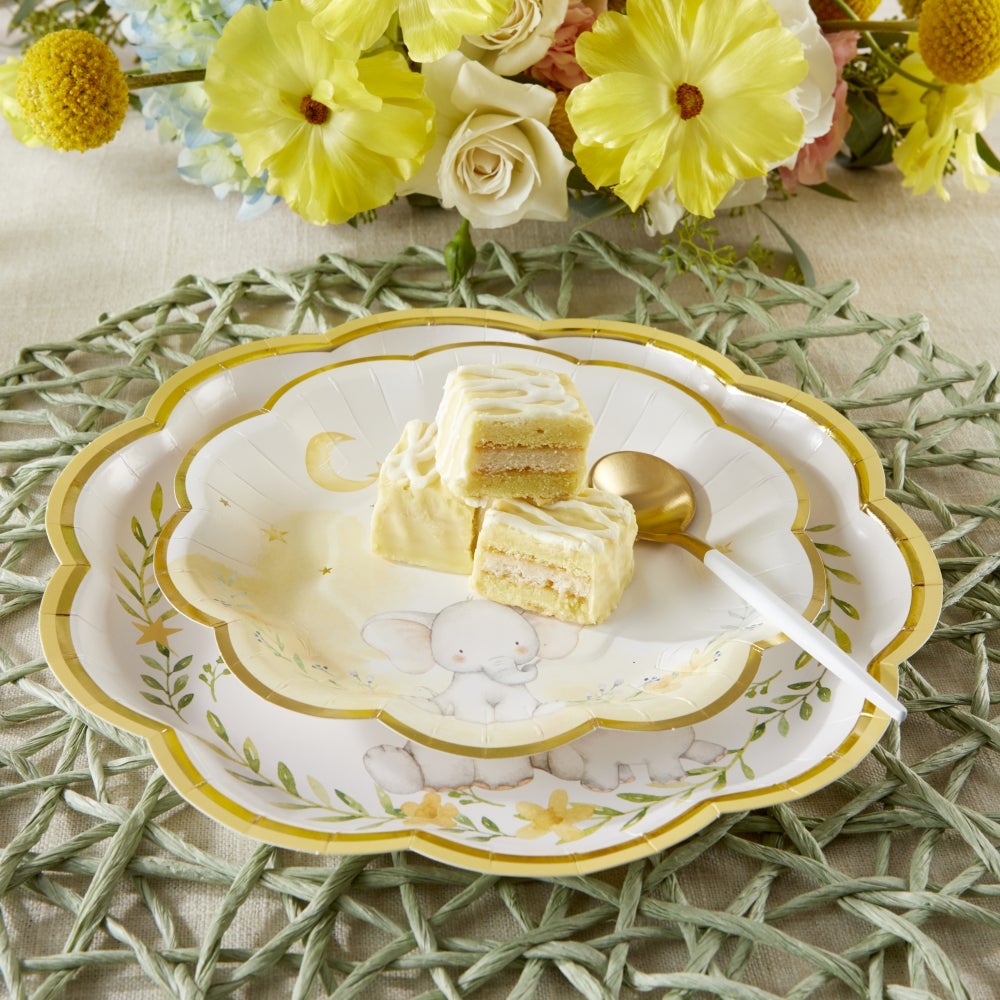 Yellow Elephant Baby Shower 7 in. Premium Paper Plates (Set of 16) - Alternate Image 4 | My Wedding Favors