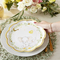 Thumbnail for Yellow Elephant Baby Shower 9 in. Premium Paper Plates (Set of 16) - Alternate Image 4 | My Wedding Favors