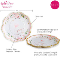 Pink Elephant Baby Shower 62 Piece Party Tableware Set (16 Guests) - Alternate Image 3 | My Wedding Favors