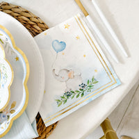 Blue Elephant Baby Shower 2 Ply Paper Napkins (Set of 30) - Main Image | My Wedding Favors