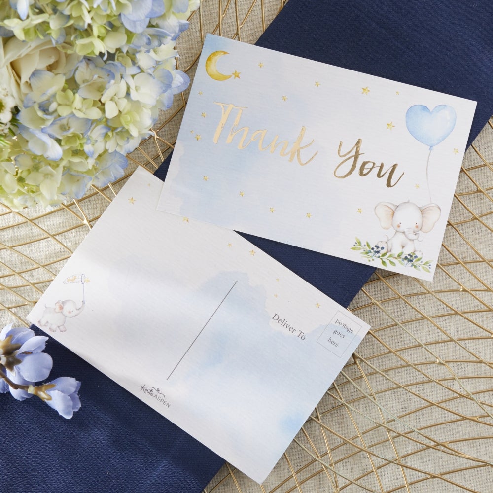 Blue Elephant Baby Shower Invitation & Thank You Card Bundle (Set of 25) - Alternate Image 3 | My Wedding Favors