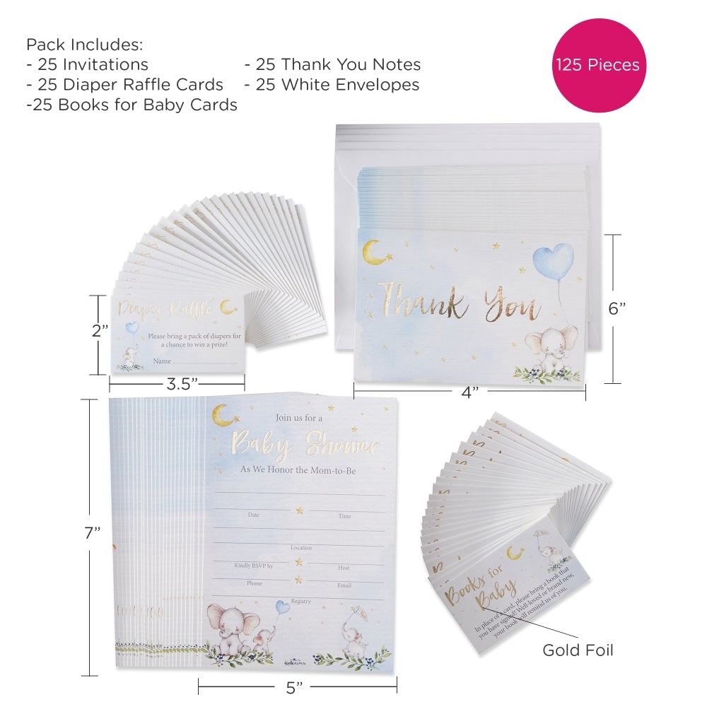 Blue Elephant Baby Shower Invitation & Thank You Card Bundle (Set of 25) - Alternate Image 6 | My Wedding Favors