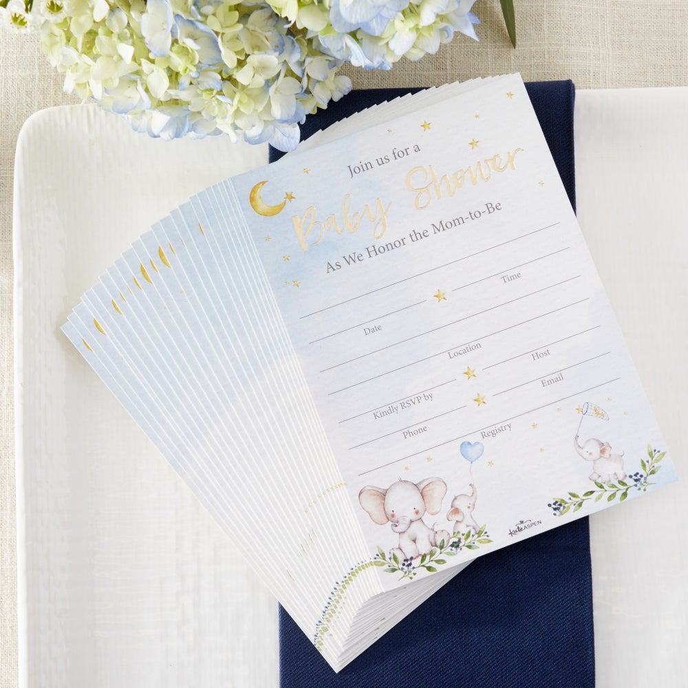 Blue Elephant Baby Shower Invitation & Thank You Card Bundle (Set of 25) - Alternate Image 8 | My Wedding Favors
