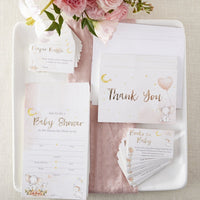 Pink Elephant Baby Shower Invitation & Thank You Card Bundle (Set of 25) - Main Image | My Wedding Favors