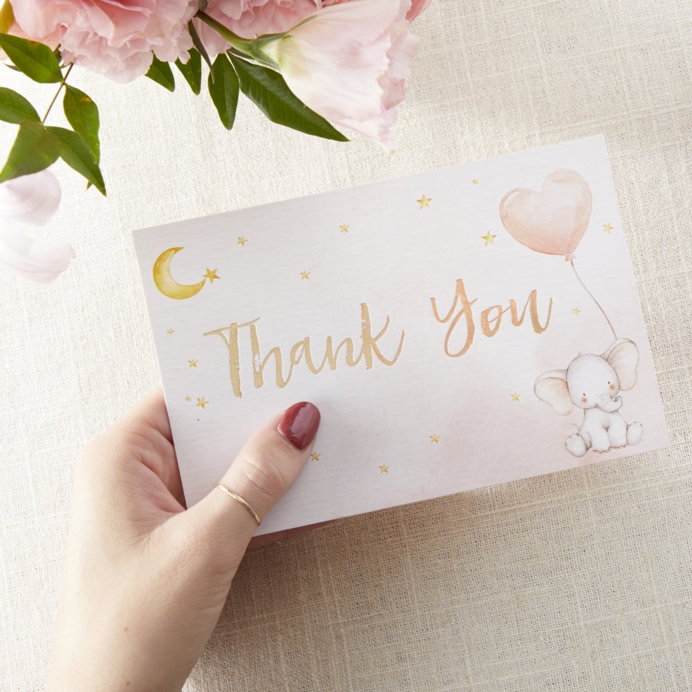 Pink Elephant Baby Shower Invitation & Thank You Card Bundle (Set of 25) - Alternate Image 8 | My Wedding Favors