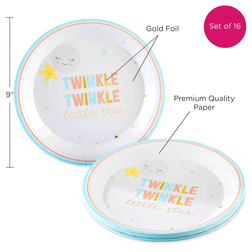 Twinkle Twinkle 9 in. Premium Paper Plates (Set of 16) - Alternate Image 6 | My Wedding Favors