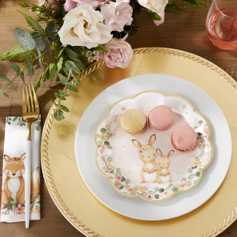 Pink Woodland Baby 7 in. Premium Paper Plates (Set of 16) - Alternate Image 3 | My Wedding Favors