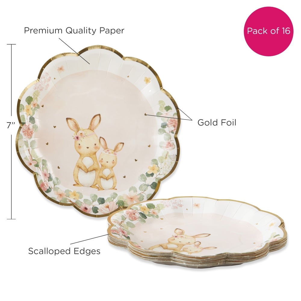 Pink Woodland Baby 7 in. Premium Paper Plates (Set of 16) - Alternate Image 6 | My Wedding Favors