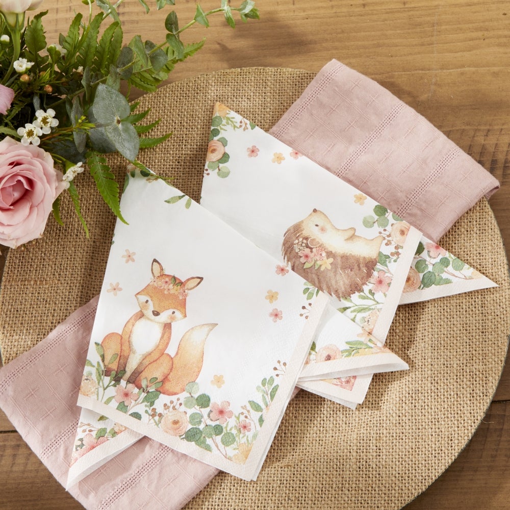 Pink Woodland Baby 2 Ply Paper Napkins (Set of 30) - Alternate Image 3 | My Wedding Favors