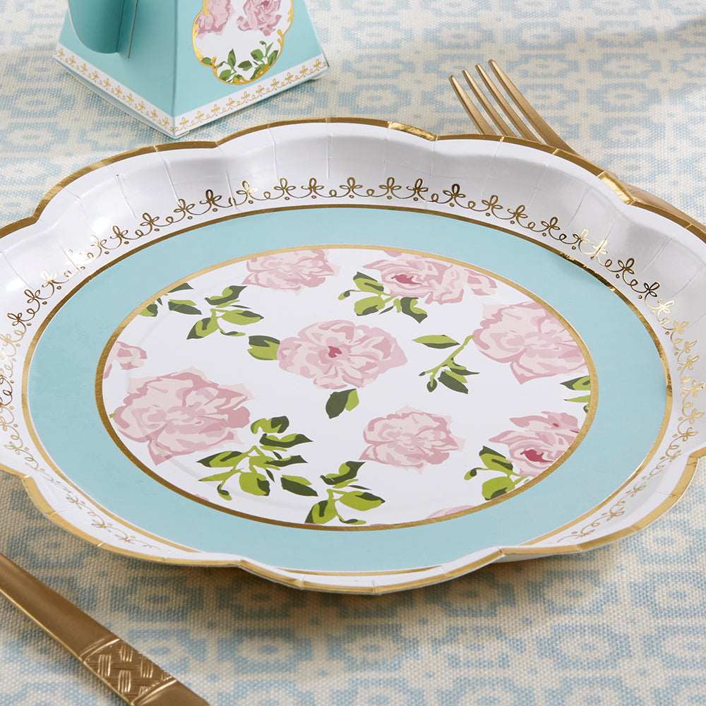Tea Time Whimsy 9 in. Premium Paper Plates - Blue (Set of 16) - Alternate Image 4 | My Wedding Favors