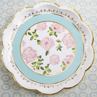 Thumbnail for Tea Time Whimsy 9 in. Premium Paper Plates - Blue (Set of 16) - Alternate Image 5 | My Wedding Favors