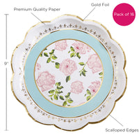Thumbnail for Tea Time Whimsy 9 in. Premium Paper Plates - Blue (Set of 16) - Alternate Image 6 | My Wedding Favors