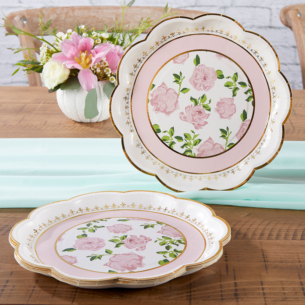 Pink Tea Time Whimsy 9 in. Premium Paper Plates (Set of 16) - Main Image | My Wedding Favors