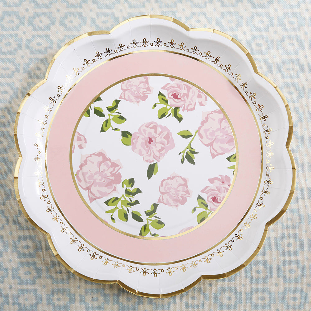 Pink Tea Time Whimsy 9 in. Premium Paper Plates (Set of 16) - Alternate Image 2 | My Wedding Favors