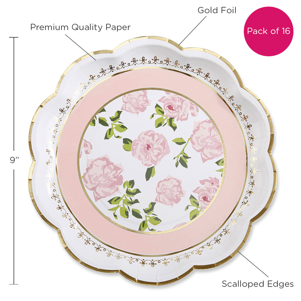 Pink Tea Time Whimsy 9 in. Premium Paper Plates (Set of 16) - Alternate Image 6 | My Wedding Favors