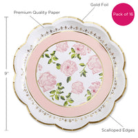 Thumbnail for Pink Tea Time Whimsy 9 in. Premium Paper Plates (Set of 16) - Alternate Image 6 | My Wedding Favors
