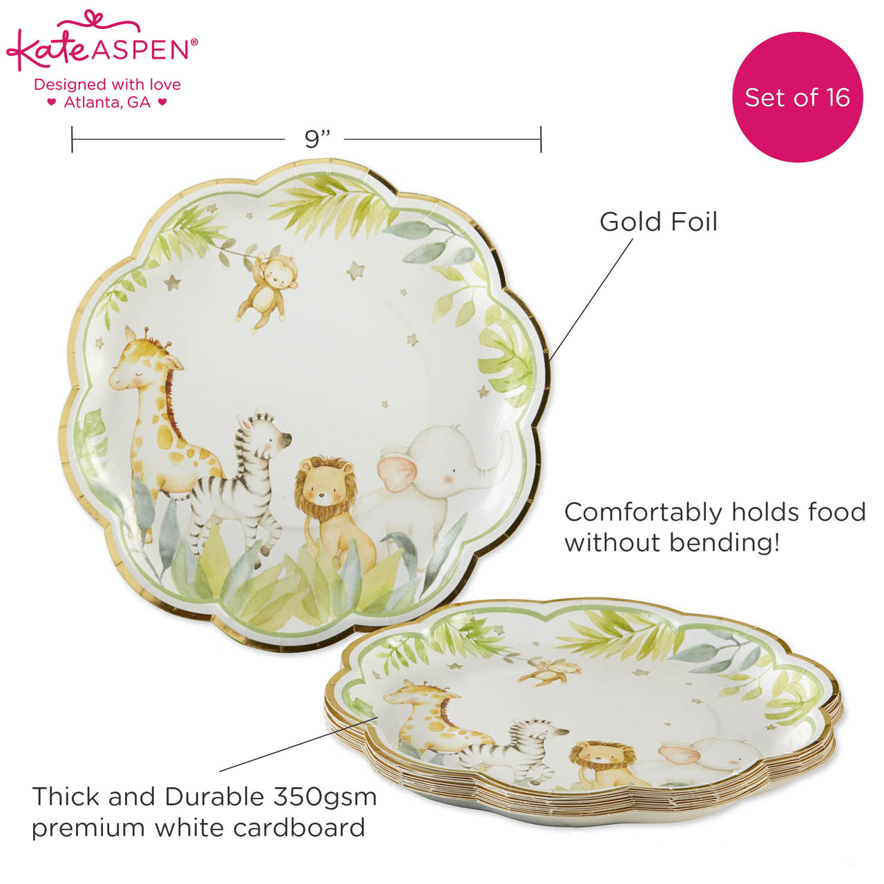 Safari Baby 9 in. Premium Paper Plates (Set of 16) - Alternate Image 6 | My Wedding Favors