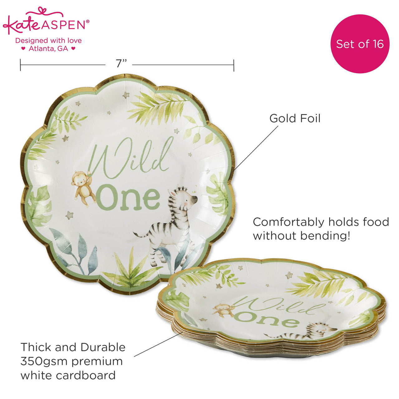 Safari Baby 7 in. Premium Paper Plates (Set of 16) - Alternate Image 6 | My Wedding Favors