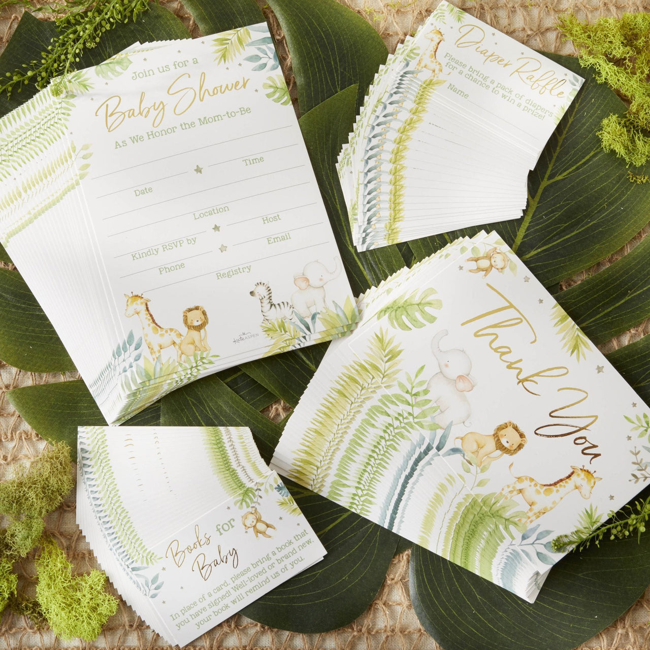 Safari Baby Shower Invitation & Thank You Card Bundle (Set of 20) - Main Image | My Wedding Favors