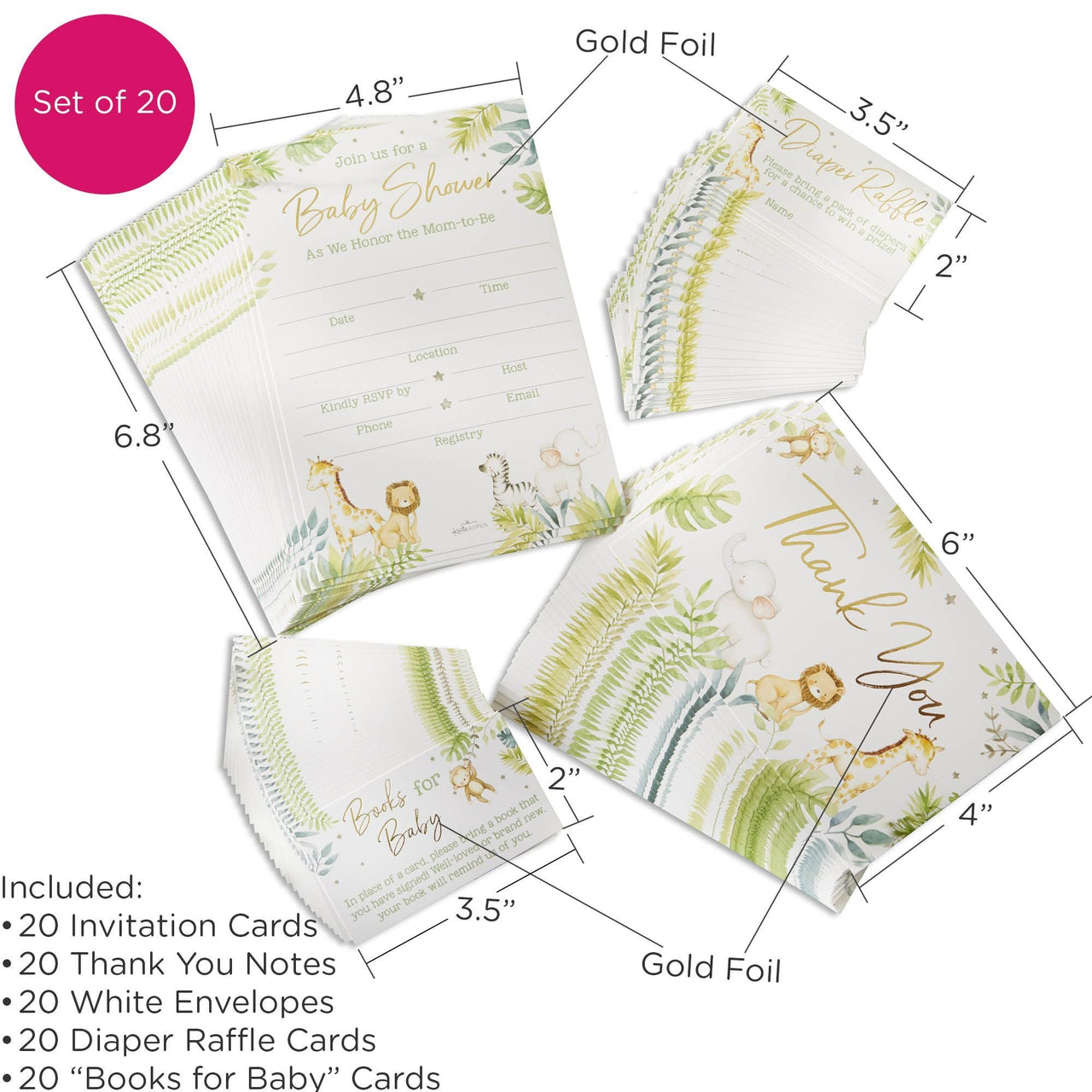 Safari Baby Shower Invitation & Thank You Card Bundle (Set of 20) - Alternate Image 6 | My Wedding Favors
