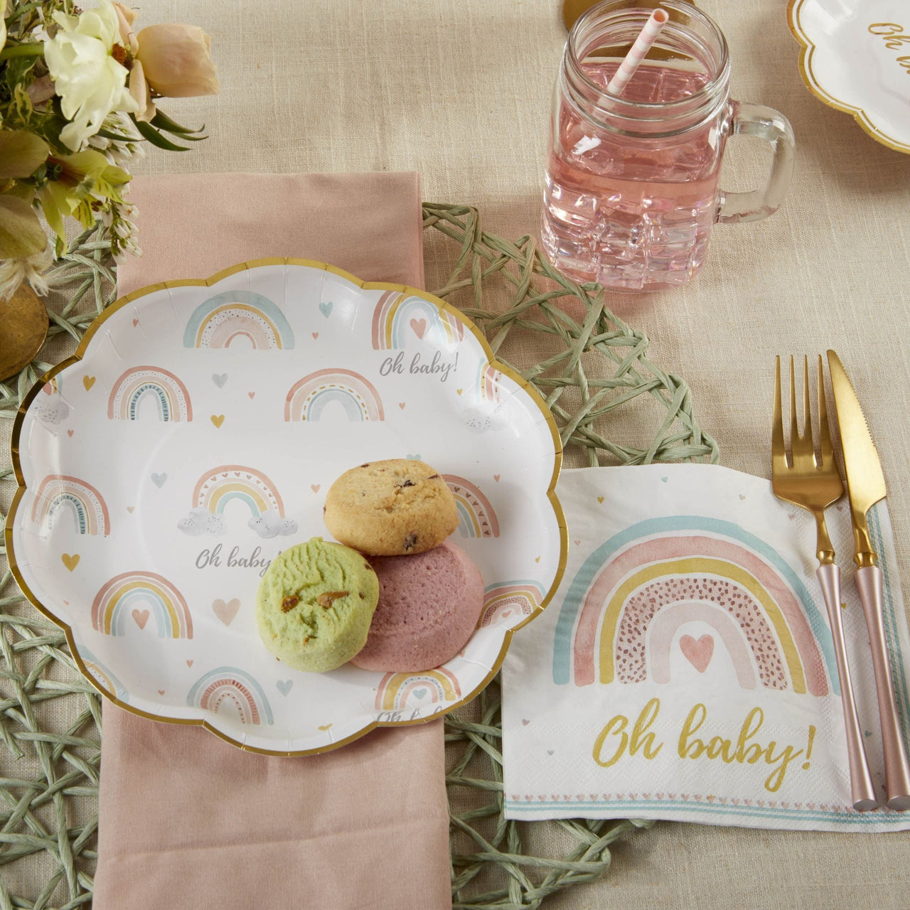 Boho Rainbow Baby 9 in. Premium Paper Plates (Set of 16) - Alternate Image 5 | My Wedding Favors