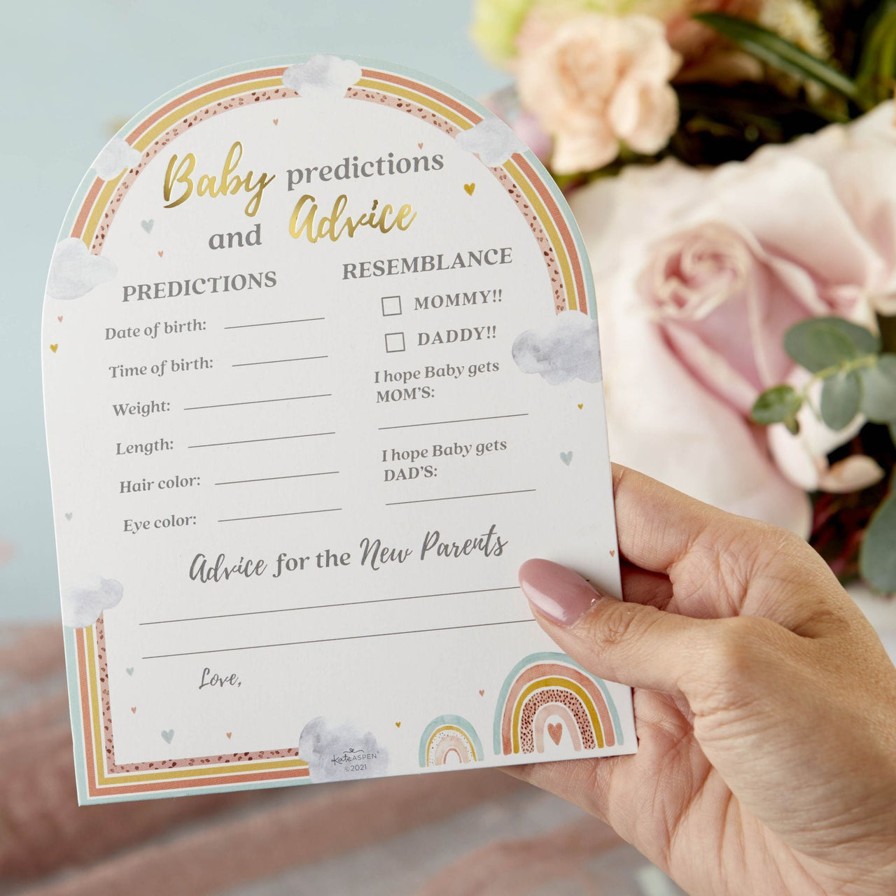 Boho Rainbow Baby Advice Card & Baby Shower Game (Set of 50) - Alternate Image 2 | My Wedding Favors