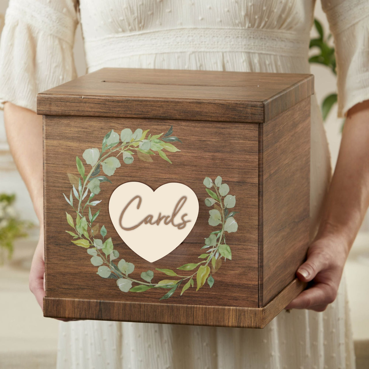 Rustic Wooden Wedding Card Box With Slot - Perfect For Reception