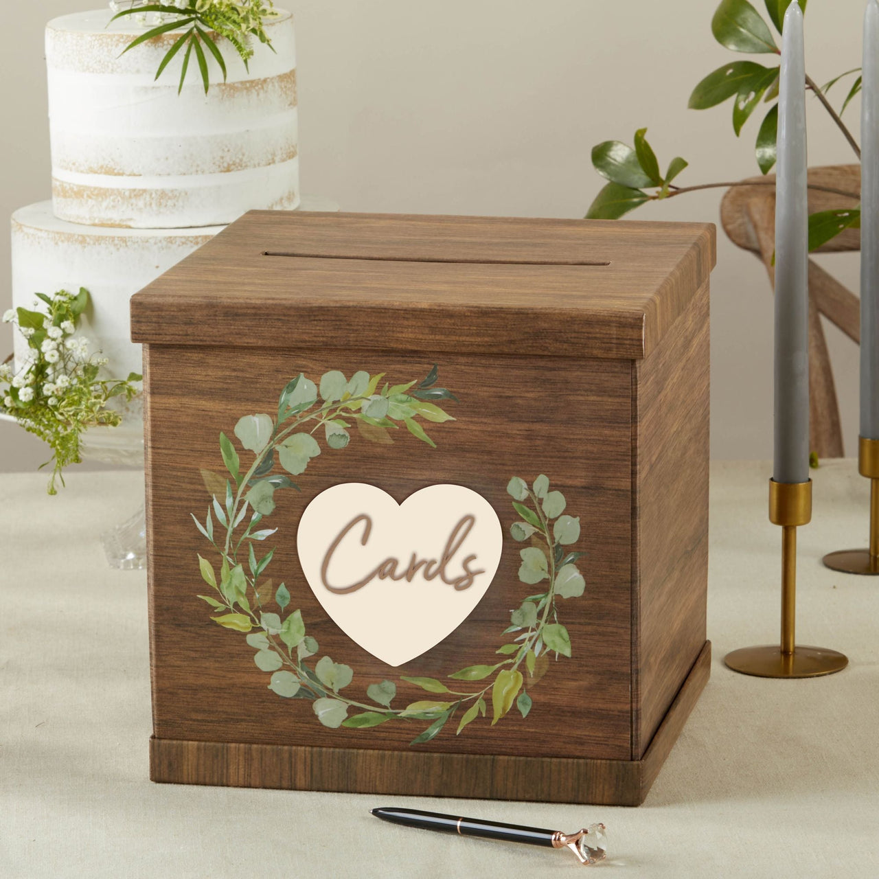 Rustic Brown Wood Card Box - Alternate Image 2 | My Wedding Favors