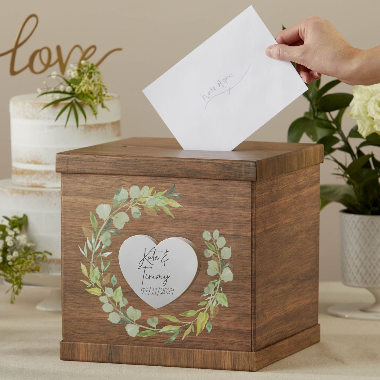 Rustic Brown Wood Card Box - Alternate Image 3 | My Wedding Favors