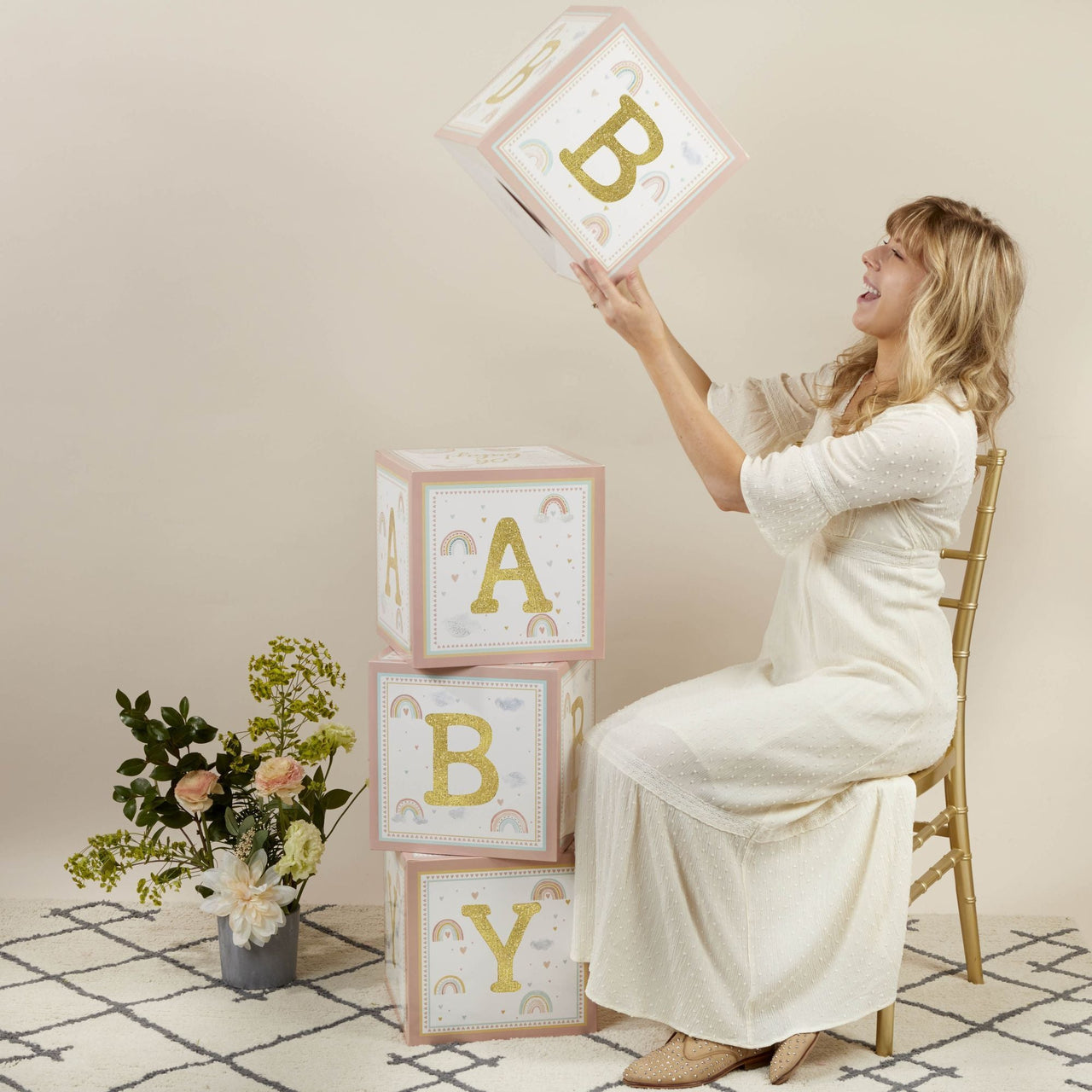 Boho Rainbow Baby Block Box (Set of 4) - Main Image | My Wedding Favors