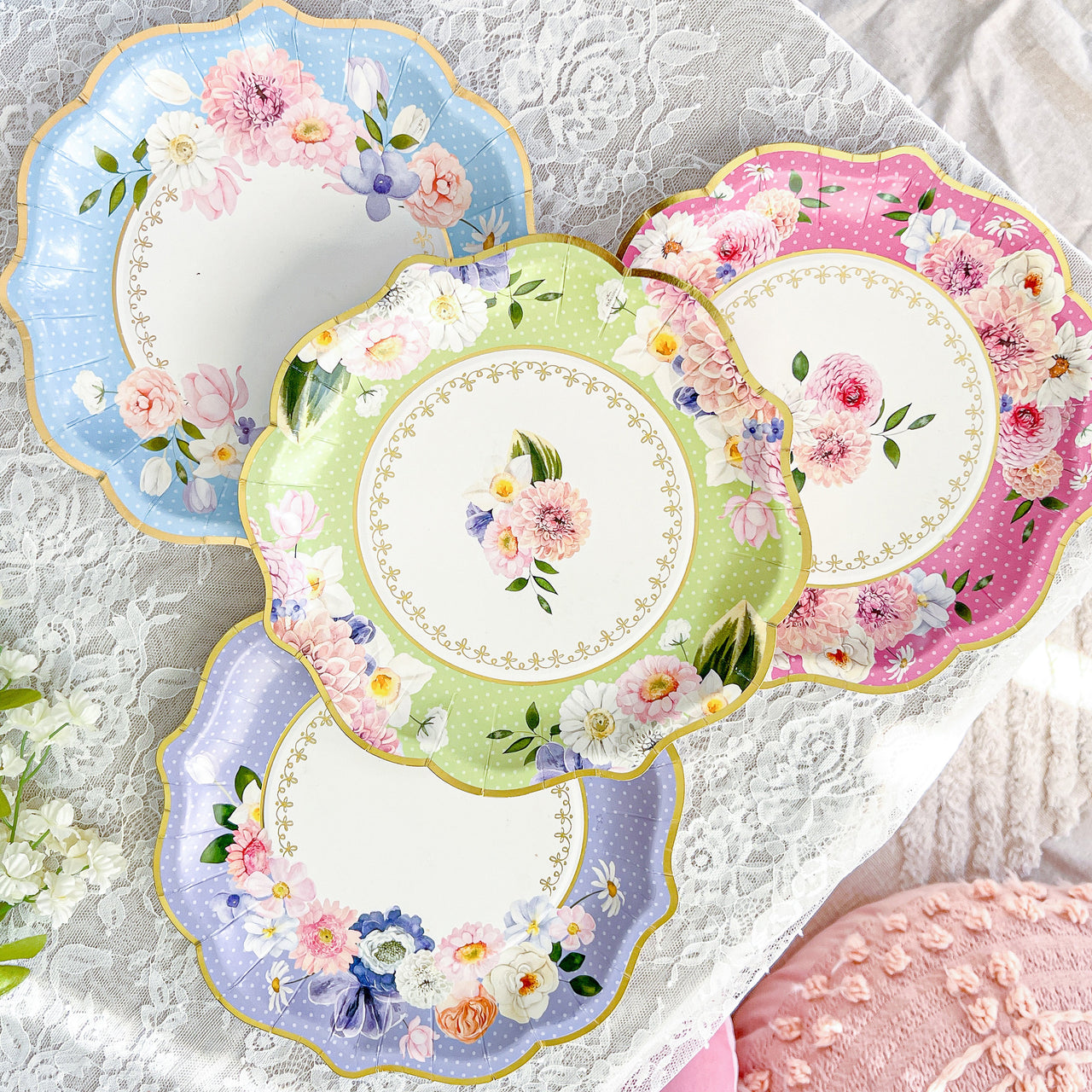 Tea Time Party 9" Premium Paper Plates - Assorted (Set of 16) - Main Image | My Wedding Favors